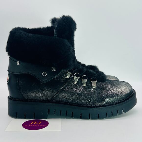 Pajar Women's Penny Faux Fur Pewter Metallic/Black Winter Snow Boots Size 6-6.5 - Picture 1 of 13
